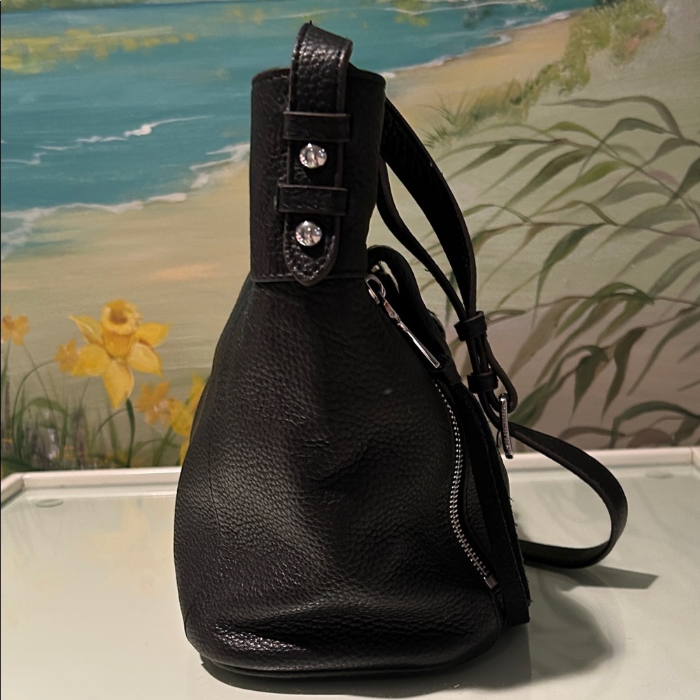 Aimee Kestenberg Elation Black Pebble Leather Crossbody/Bucket Bag - Picture 4 of 15